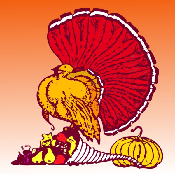 turkey and harvest with orange background Thumbnail